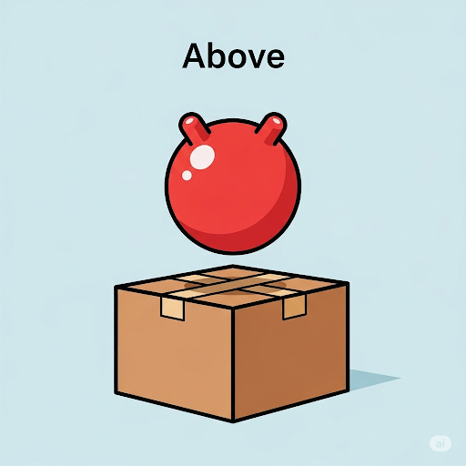 The ball is under the box.